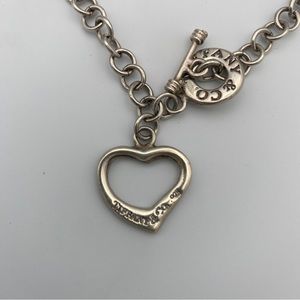 Authentic Tiffany & Co. Sterling Silver Open Heart Necklace Large Linked Chain